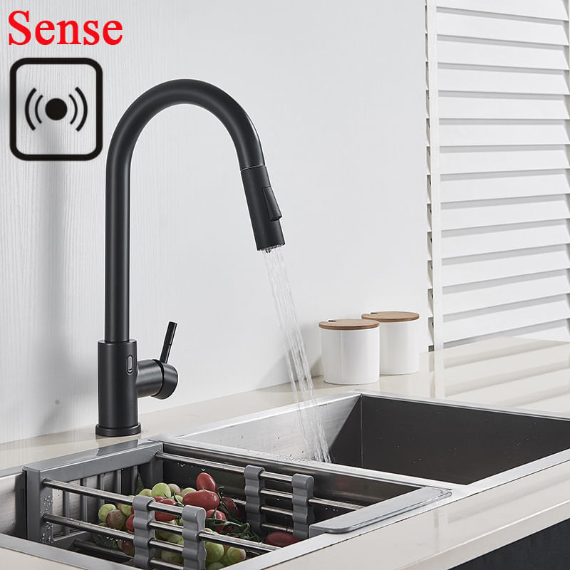 Casa si Gradina - Sanitare - Chiuveta bucatarie si accesorii - Baterii bucatarie - Baterie chiuveta bucatarie, Blackswan, Tip M40 cu smart senzor, model negru, dimensiune 40 cm - Infinity.ro