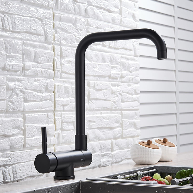 Casa si Gradina - Sanitare - Chiuveta bucatarie si accesorii - Baterii bucatarie - Baterie chiuveta bucatarie, Blackswan, Tip M46.1 pliabila - cu montare la geam, model negru, dimensiune 35 cm - Infinity.ro