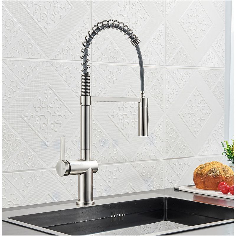Casa si Gradina - Sanitare - Chiuveta bucatarie si accesorii - Baterii bucatarie - Baterie chiuveta bucatarie, Blackswan, Tip M363, model nichel mat, cu dus mobil cu 2 moduri, dimensiune 52 cm - Infinity.ro