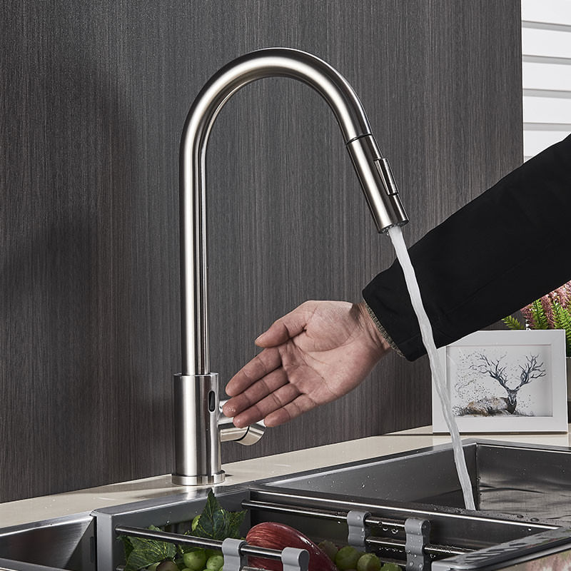 Casa si Gradina - Sanitare - Chiuveta bucatarie si accesorii - Baterii bucatarie - Baterie chiuveta bucatarie, Blackswan, Tip M42 cu smart senzor, model nichel, dimensiune 40 cm - Infinity.ro