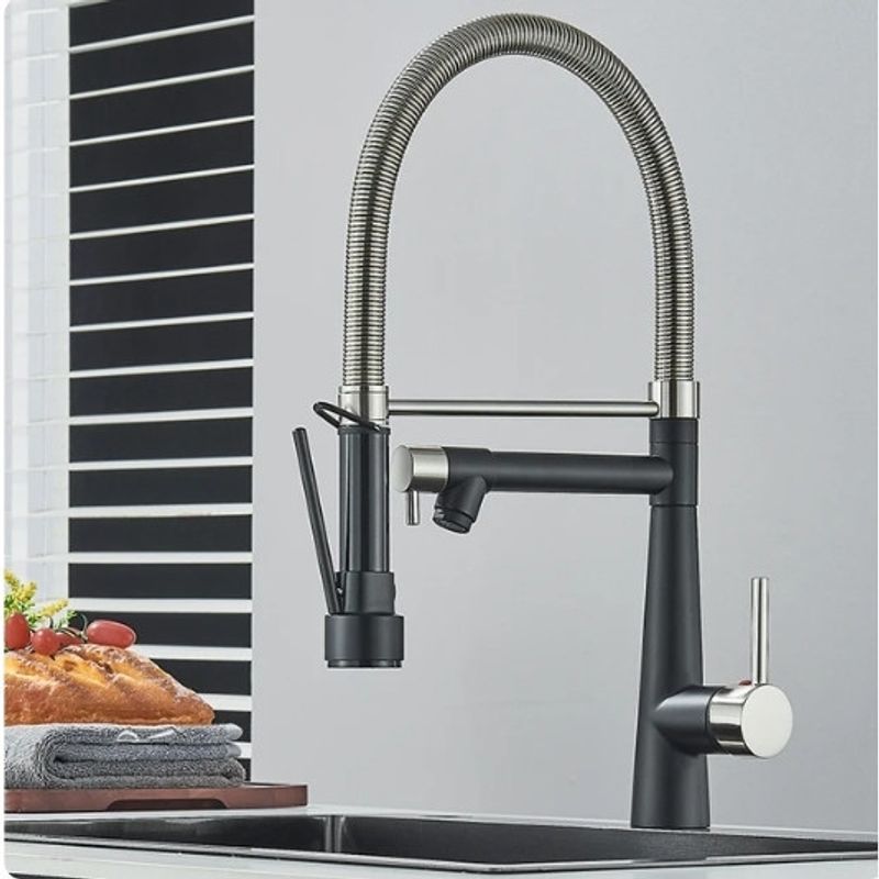 Casa si Gradina - Sanitare - Chiuveta bucatarie si accesorii - Baterii bucatarie - Baterie chiuveta bucatarie, Blackswan, Tip M353, model negru mat si nichel, cu dus mobil, dimensiune 49 cm - Infinity.ro