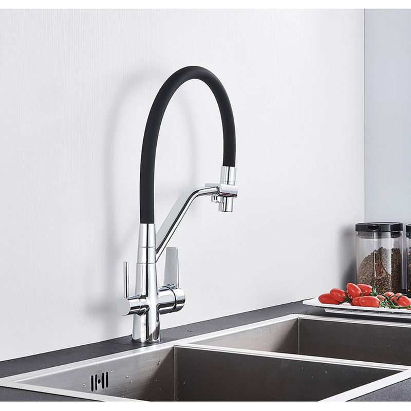 Casa si Gradina - Sanitare - Chiuveta bucatarie si accesorii - Baterii bucatarie - Baterie chiuveta bucatarie, Blackswan, Tip M51 cu iesire pentru apa purificata, model crom, dimensiune 43 cm - Infinity.ro