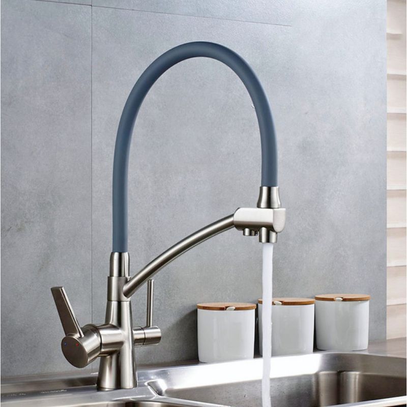 Casa si Gradina - Sanitare - Chiuveta bucatarie si accesorii - Baterii bucatarie - Baterie chiuveta bucatarie, Blackswan, Tip M53 cu iesire pentru apa purificata, model nichel/ gri, dimensiune 43 cm - Infinity.ro