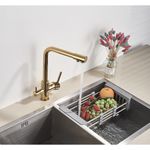 Casa si Gradina - Sanitare - Chiuveta bucatarie si accesorii - Baterii bucatarie - Baterie chiuveta bucatarie, Blackswan, Tip M5 cu iesire pentru apa purificata, model auriu, dimensiune 32 cm - Infinity.ro