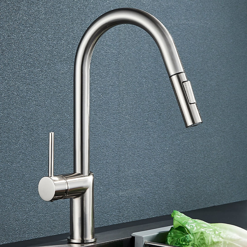 Casa si Gradina - Sanitare - Chiuveta bucatarie si accesorii - Baterii bucatarie - Baterie chiuveta bucatarie, Blackswan, Tip M384 cu 2 moduri si dus extractibil, model nichel, dimensiune 39 cm - Infinity.ro