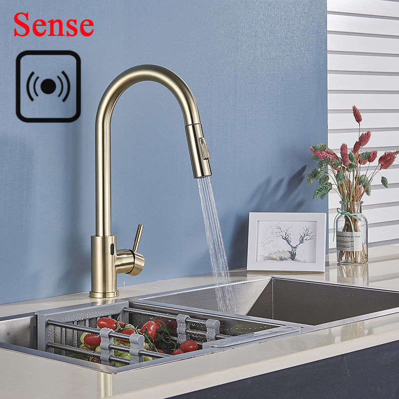 Casa si Gradina - Sanitare - Chiuveta bucatarie si accesorii - Baterii bucatarie - Baterie chiuveta bucatarie, Blackswan, Tip M41 cu smart senzor, model auriu mat, dimensiune 40 cm - Infinity.ro
