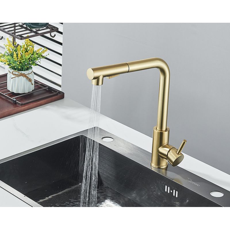 Casa si Gradina - Sanitare - Chiuveta bucatarie si accesorii - Baterii bucatarie - Baterie chiuveta bucatarie, Blackswan, Tip M349, model auriu mat cu doua moduri si dus mobil, dimensiune 35 cm - Infinity.ro