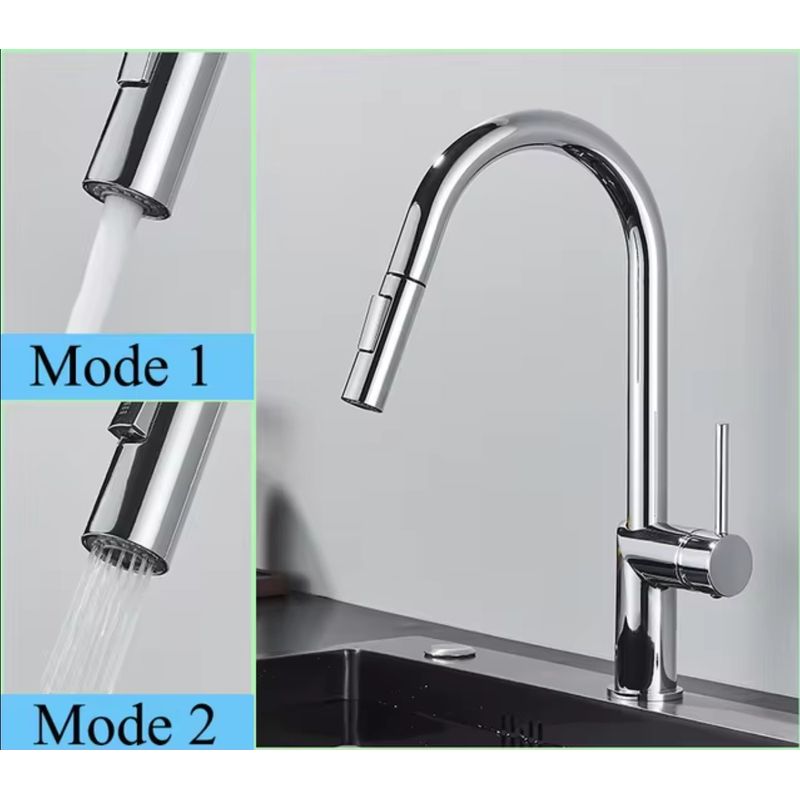 Casa si Gradina - Sanitare - Chiuveta bucatarie si accesorii - Baterii bucatarie - Baterie chiuveta bucatarie, Blackswan, Tip M383 cu 2 moduri si dus extractibil, model crom, dimensiune 39 cm - Infinity.ro