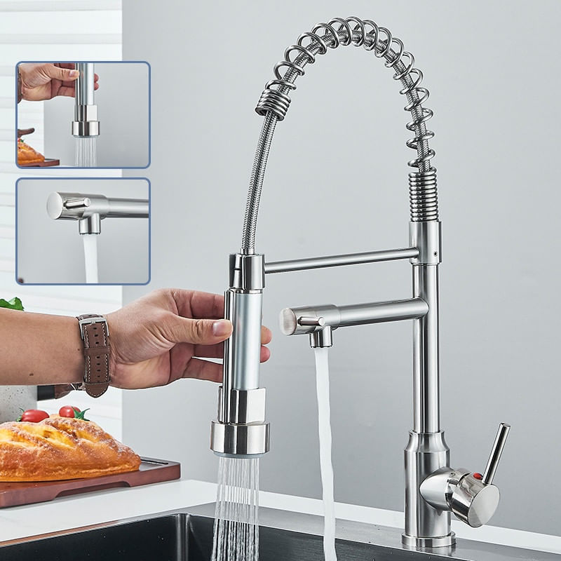 Casa si Gradina - Sanitare - Chiuveta bucatarie si accesorii - Baterii bucatarie - Baterie chiuveta bucatarie, Blackswan, Tip M387 cu 2 moduri si 2 iesiri, dus mobil, model nichel, dimensiune 47 cm - Infinity.ro