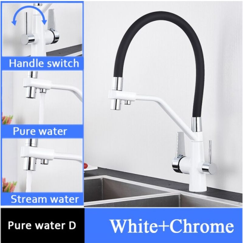 Casa si Gradina - Sanitare - Chiuveta bucatarie si accesorii - Baterii bucatarie - Baterie chiuveta bucatarie, Blackswan, Tip M50 cu iesire pentru apa purificata, model alb/ crom, dimensiune 43 cm - Infinity.ro