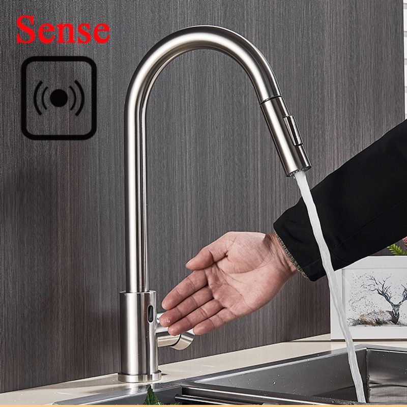 Casa si Gradina - Sanitare - Chiuveta bucatarie si accesorii - Baterii bucatarie - Baterie chiuveta bucatarie, Blackswan, Tip M42 cu smart senzor, model nichel, dimensiune 40 cm - Infinity.ro