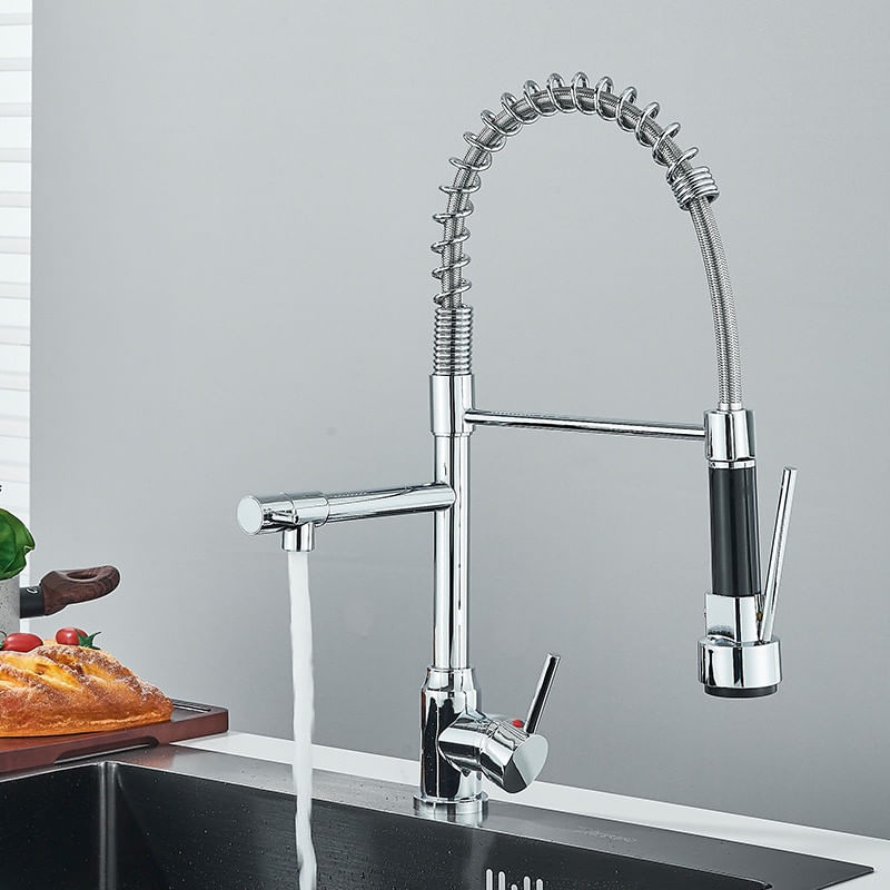 Casa si Gradina - Sanitare - Chiuveta bucatarie si accesorii - Baterii bucatarie - Baterie chiuveta bucatarie, Blackswan, Tip M386 cu 2 moduri si 2 iesiri, dus mobil, model crom, dimensiune 47 cm - Infinity.ro