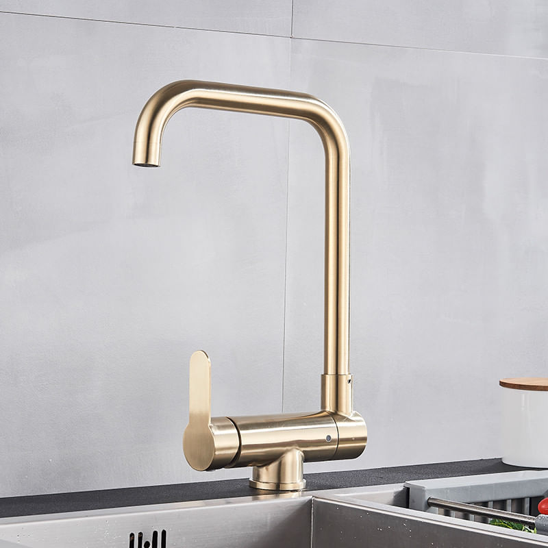 Casa si Gradina - Sanitare - Chiuveta bucatarie si accesorii - Baterii bucatarie - Baterie chiuveta bucatarie, Blackswan, Tip M43 pliabila - cu montare la geam, model auriu mat, dimensiune 35 cm - Infinity.ro