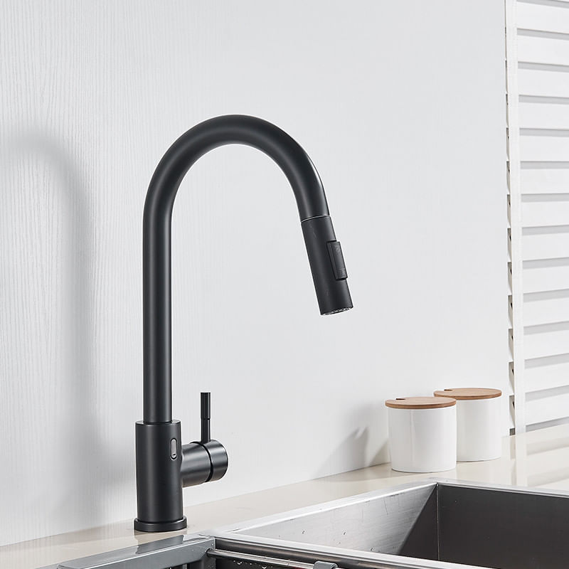 Casa si Gradina - Sanitare - Chiuveta bucatarie si accesorii - Baterii bucatarie - Baterie chiuveta bucatarie, Blackswan, Tip M40 cu smart senzor, model negru, dimensiune 40 cm - Infinity.ro