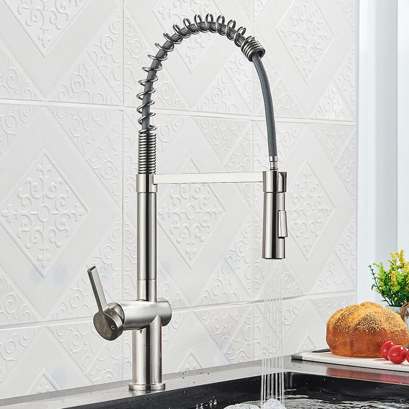 Casa si Gradina - Sanitare - Chiuveta bucatarie si accesorii - Baterii bucatarie - Baterie chiuveta bucatarie, Blackswan, Tip M363, model nichel mat, cu dus mobil cu 2 moduri, dimensiune 52 cm - Infinity.ro