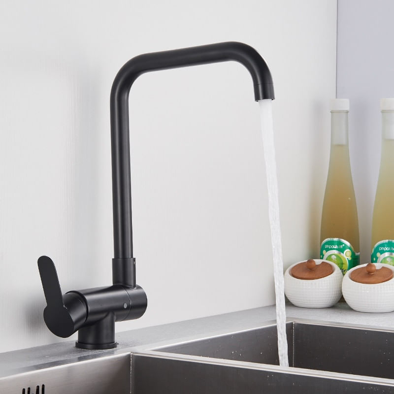 Casa si Gradina - Sanitare - Chiuveta bucatarie si accesorii - Baterii bucatarie - Baterie chiuveta bucatarie, Blackswan, Tip M45 pliabila - cu montare la geam, model negru mat, dimensiune 35 cm - Infinity.ro