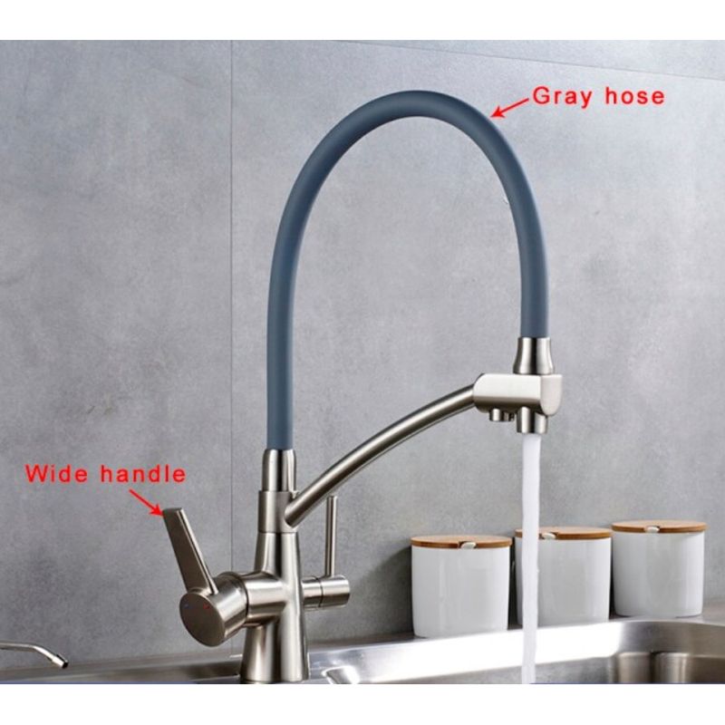 Casa si Gradina - Sanitare - Chiuveta bucatarie si accesorii - Baterii bucatarie - Baterie chiuveta bucatarie, Blackswan, Tip M53 cu iesire pentru apa purificata, model nichel/ gri, dimensiune 43 cm - Infinity.ro