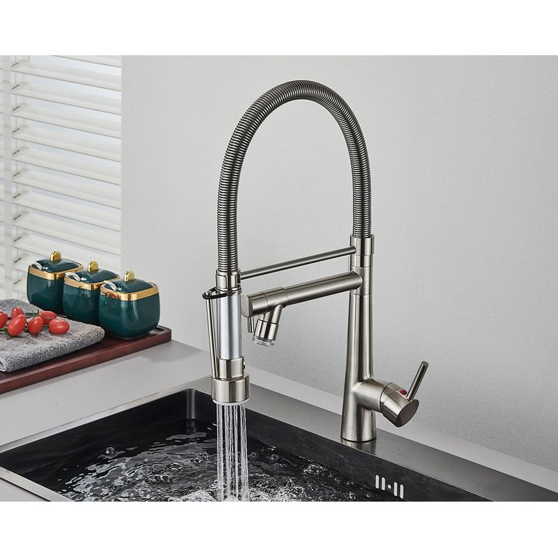Casa si Gradina - Sanitare - Chiuveta bucatarie si accesorii - Baterii bucatarie - Baterie chiuveta bucatarie, Blackswan, Tip M354, model nichel, cu LED si dus mobil, dimensiune 49 cm - Infinity.ro