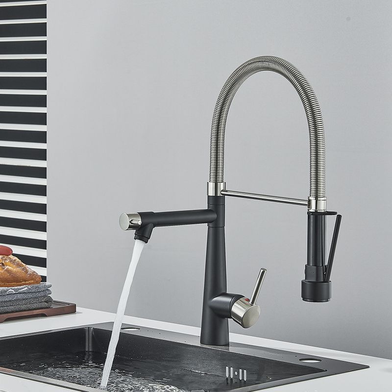 Casa si Gradina - Sanitare - Chiuveta bucatarie si accesorii - Baterii bucatarie - Baterie chiuveta bucatarie, Blackswan, Tip M353, model negru mat si nichel, cu dus mobil, dimensiune 49 cm - Infinity.ro