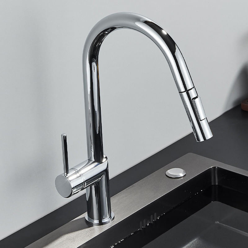 Casa si Gradina - Sanitare - Chiuveta bucatarie si accesorii - Baterii bucatarie - Baterie chiuveta bucatarie, Blackswan, Tip M383 cu 2 moduri si dus extractibil, model crom, dimensiune 39 cm - Infinity.ro