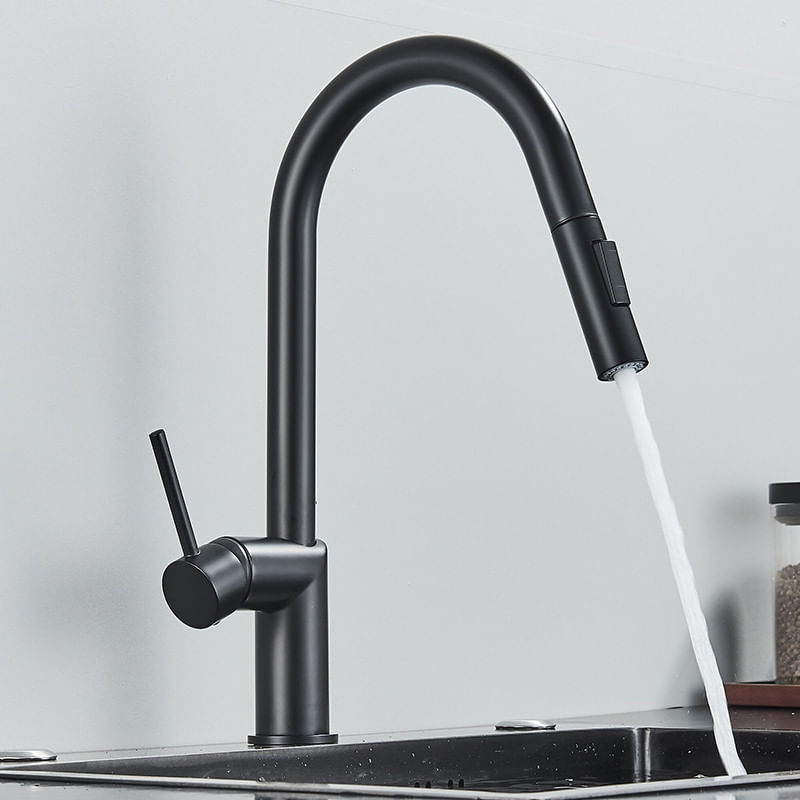 Casa si Gradina - Sanitare - Chiuveta bucatarie si accesorii - Baterii bucatarie - Baterie chiuveta bucatarie, Blackswan, Tip M382 cu 2 moduri si dus extractibil, model negru, dimensiune 39 cm - Infinity.ro