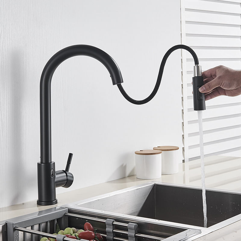 Casa si Gradina - Sanitare - Chiuveta bucatarie si accesorii - Baterii bucatarie - Baterie chiuveta bucatarie, Blackswan, Tip M40 cu smart senzor, model negru, dimensiune 40 cm - Infinity.ro