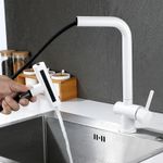 Casa si Gradina - Sanitare - Chiuveta bucatarie si accesorii - Baterii bucatarie - Baterie chiuveta bucatarie, Blackswan, Tip M376, model alb, cu dus mobil cu 4 moduri, dimensiune 41 cm - Infinity.ro