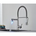 Casa si Gradina - Sanitare - Chiuveta bucatarie si accesorii - Baterii bucatarie - Baterie chiuveta bucatarie, Blackswan, Tip M354, model nichel, cu LED si dus mobil, dimensiune 49 cm - Infinity.ro
