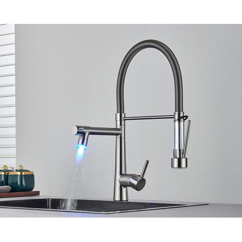 Casa si Gradina - Sanitare - Chiuveta bucatarie si accesorii - Baterii bucatarie - Baterie chiuveta bucatarie, Blackswan, Tip M354, model nichel, cu LED si dus mobil, dimensiune 49 cm - Infinity.ro