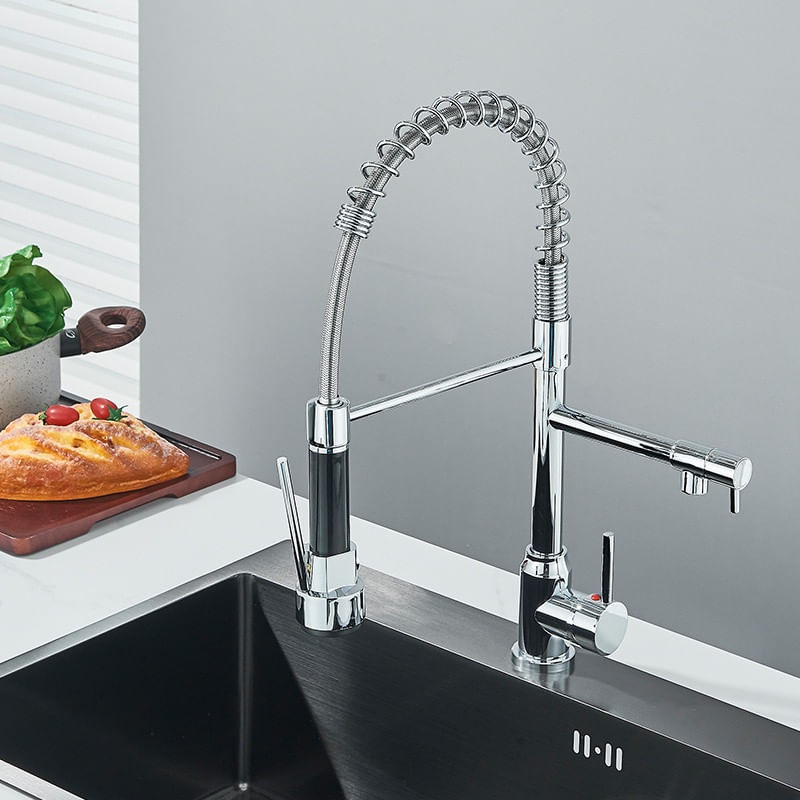 Casa si Gradina - Sanitare - Chiuveta bucatarie si accesorii - Baterii bucatarie - Baterie chiuveta bucatarie, Blackswan, Tip M386 cu 2 moduri si 2 iesiri, dus mobil, model crom, dimensiune 47 cm - Infinity.ro