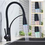 Casa si Gradina - Sanitare - Chiuveta bucatarie si accesorii - Baterii bucatarie - Baterie chiuveta bucatarie, Blackswan, Tip M63 cu LED, model negru mat, dimensiune 43 cm - Infinity.ro