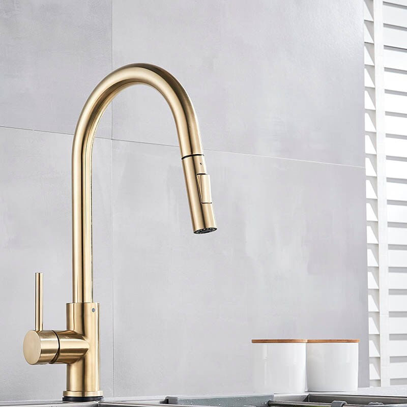 Casa si Gradina - Sanitare - Chiuveta bucatarie si accesorii - Baterii bucatarie - Baterie chiuveta bucatarie, Blackswan, Tip M36, model auriu mat, dimensiune 40 cm - Infinity.ro