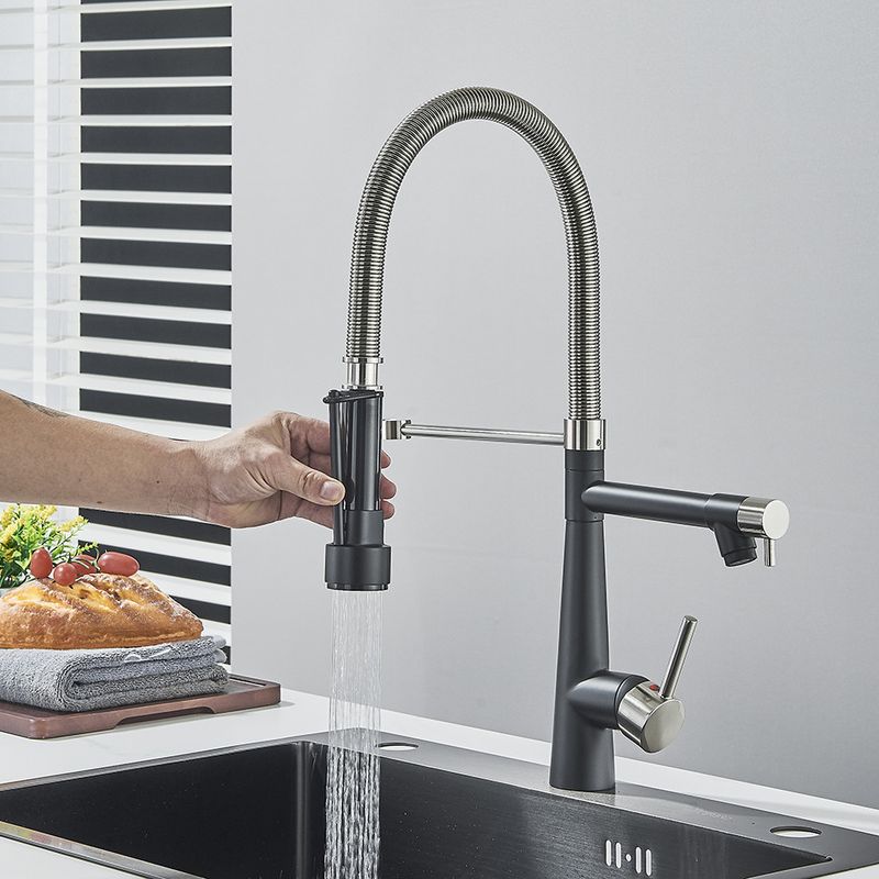 Casa si Gradina - Sanitare - Chiuveta bucatarie si accesorii - Baterii bucatarie - Baterie chiuveta bucatarie, Blackswan, Tip M353, model negru mat si nichel, cu dus mobil, dimensiune 49 cm - Infinity.ro