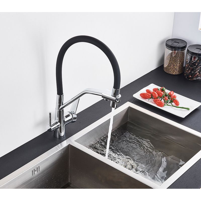 Casa si Gradina - Sanitare - Chiuveta bucatarie si accesorii - Baterii bucatarie - Baterie chiuveta bucatarie, Blackswan, Tip M51 cu iesire pentru apa purificata, model crom, dimensiune 43 cm - Infinity.ro