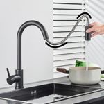 Casa si Gradina - Sanitare - Chiuveta bucatarie si accesorii - Baterii bucatarie - Baterie chiuveta bucatarie, Blackswan, Tip M379 cu 2 moduri si dus extractibil, model negru mat, dimensiune 40.5 cm - Infinity.ro