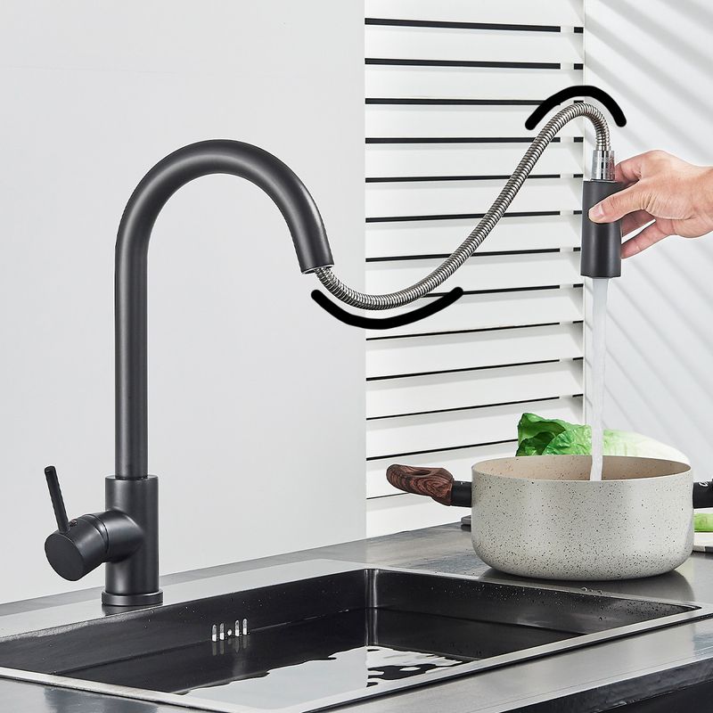 Casa si Gradina - Sanitare - Chiuveta bucatarie si accesorii - Baterii bucatarie - Baterie chiuveta bucatarie, Blackswan, Tip M379 cu 2 moduri si dus extractibil, model negru mat, dimensiune 40.5 cm - Infinity.ro