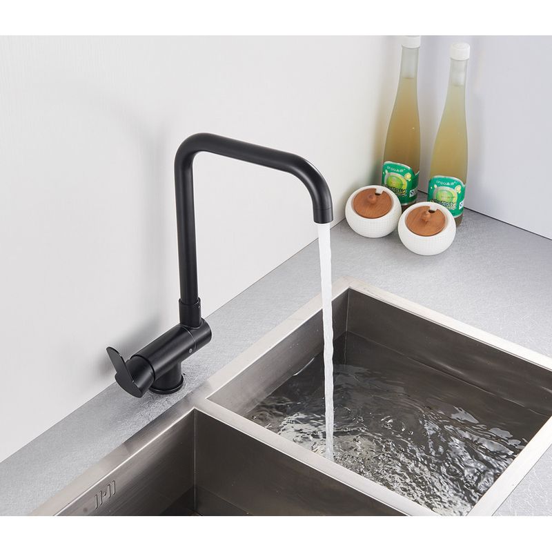 Casa si Gradina - Sanitare - Chiuveta bucatarie si accesorii - Baterii bucatarie - Baterie chiuveta bucatarie, Blackswan, Tip M45 pliabila - cu montare la geam, model negru mat, dimensiune 35 cm - Infinity.ro