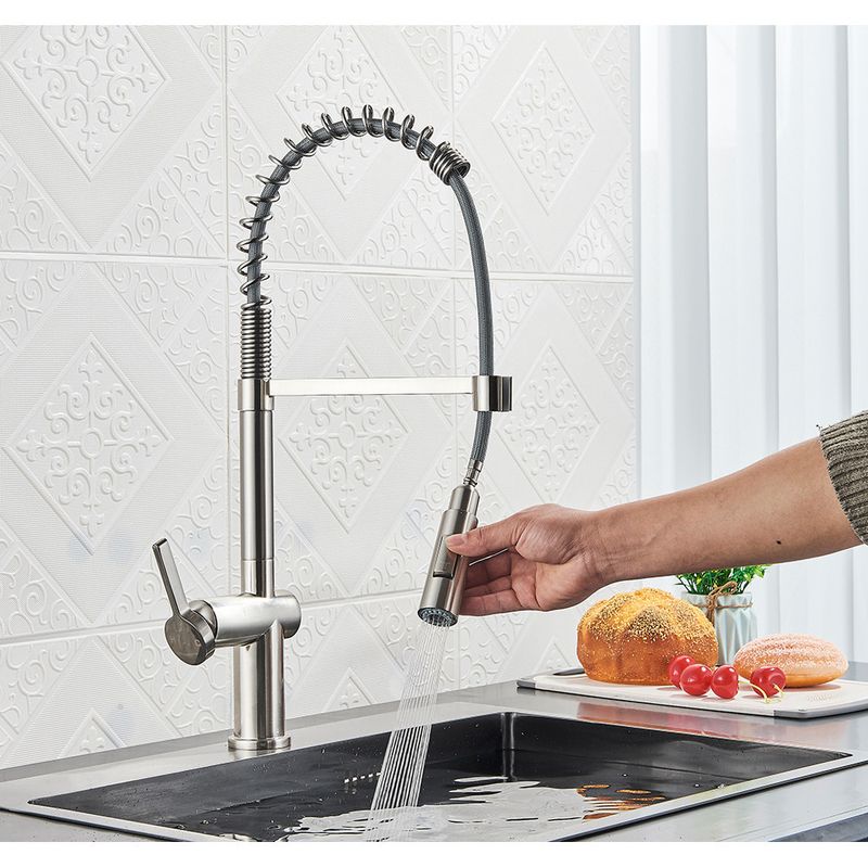 Casa si Gradina - Sanitare - Chiuveta bucatarie si accesorii - Baterii bucatarie - Baterie chiuveta bucatarie, Blackswan, Tip M363, model nichel mat, cu dus mobil cu 2 moduri, dimensiune 52 cm - Infinity.ro