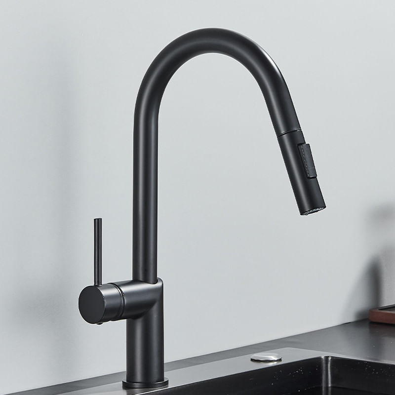 Casa si Gradina - Sanitare - Chiuveta bucatarie si accesorii - Baterii bucatarie - Baterie chiuveta bucatarie, Blackswan, Tip M382 cu 2 moduri si dus extractibil, model negru, dimensiune 39 cm - Infinity.ro