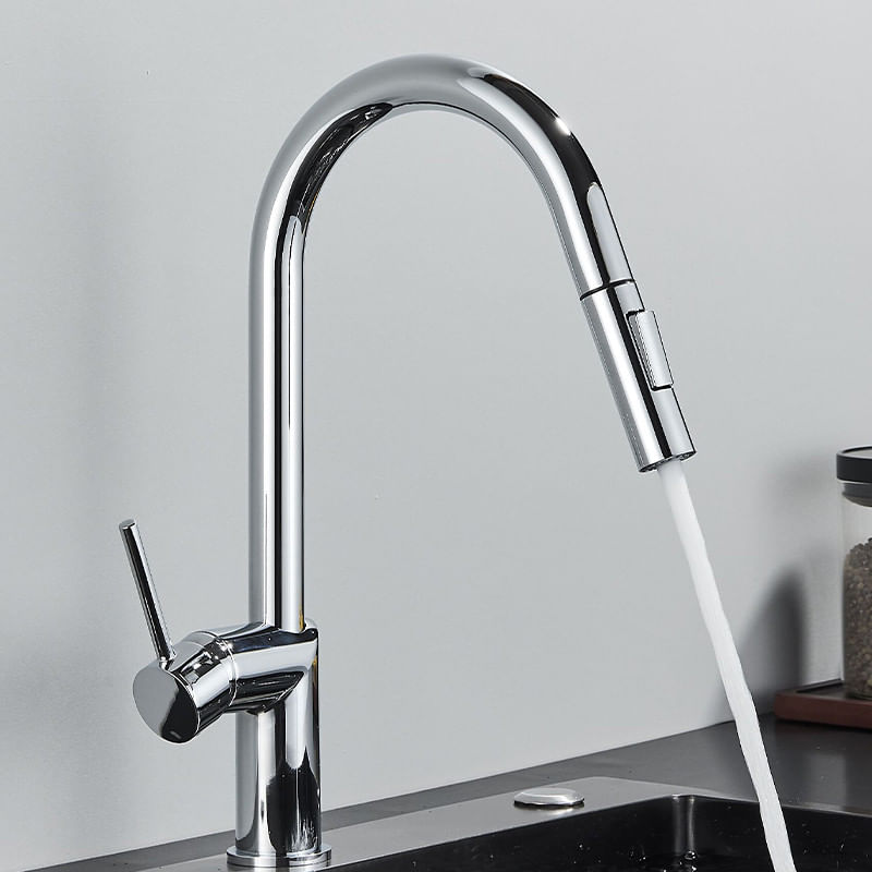 Casa si Gradina - Sanitare - Chiuveta bucatarie si accesorii - Baterii bucatarie - Baterie chiuveta bucatarie, Blackswan, Tip M383 cu 2 moduri si dus extractibil, model crom, dimensiune 39 cm - Infinity.ro