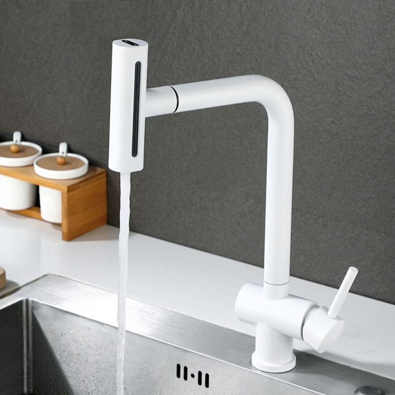 Casa si Gradina - Sanitare - Chiuveta bucatarie si accesorii - Baterii bucatarie - Baterie chiuveta bucatarie, Blackswan, Tip M376, model alb, cu dus mobil cu 4 moduri, dimensiune 41 cm - Infinity.ro