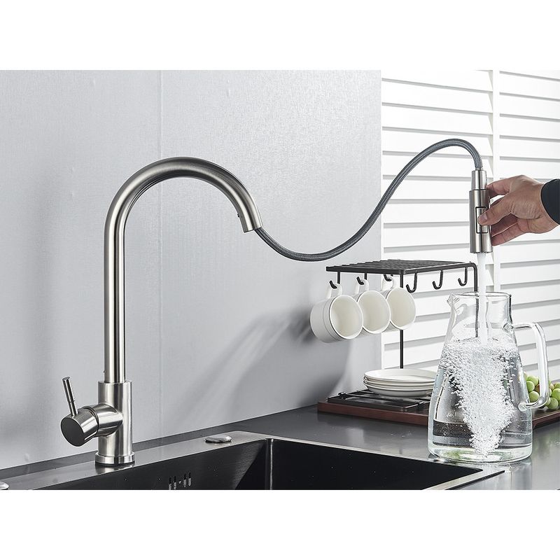 Casa si Gradina - Sanitare - Chiuveta bucatarie si accesorii - Baterii bucatarie - Baterie chiuveta bucatarie, Blackswan, Tip M37, model nichel mat, dimensiune 42.5 cm - Infinity.ro