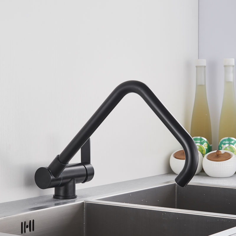 Casa si Gradina - Sanitare - Chiuveta bucatarie si accesorii - Baterii bucatarie - Baterie chiuveta bucatarie, Blackswan, Tip M46.1 pliabila - cu montare la geam, model negru, dimensiune 35 cm - Infinity.ro