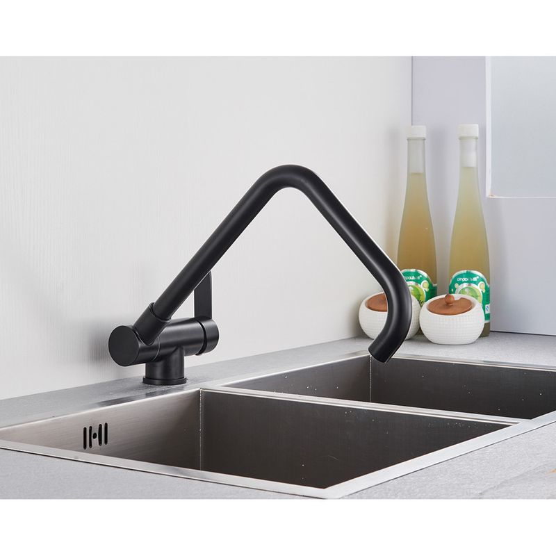 Casa si Gradina - Sanitare - Chiuveta bucatarie si accesorii - Baterii bucatarie - Baterie chiuveta bucatarie, Blackswan, Tip M45 pliabila - cu montare la geam, model negru mat, dimensiune 35 cm - Infinity.ro