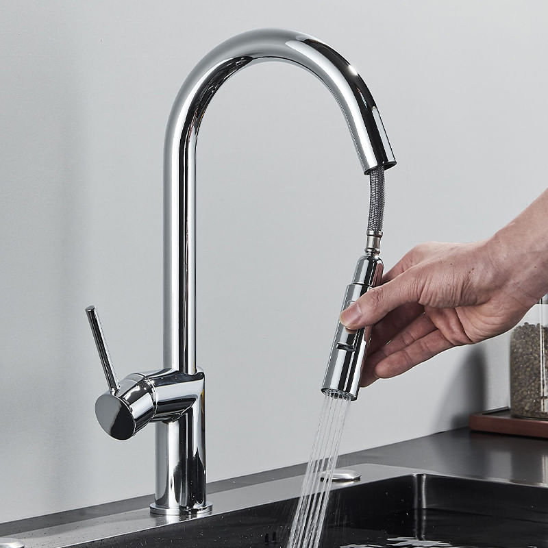 Casa si Gradina - Sanitare - Chiuveta bucatarie si accesorii - Baterii bucatarie - Baterie chiuveta bucatarie, Blackswan, Tip M383 cu 2 moduri si dus extractibil, model crom, dimensiune 39 cm - Infinity.ro