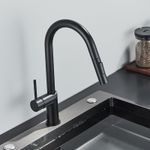 Casa si Gradina - Sanitare - Chiuveta bucatarie si accesorii - Baterii bucatarie - Baterie chiuveta bucatarie, Blackswan, Tip M382 cu 2 moduri si dus extractibil, model negru, dimensiune 39 cm - Infinity.ro