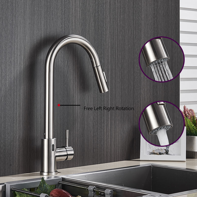 Casa si Gradina - Sanitare - Chiuveta bucatarie si accesorii - Baterii bucatarie - Baterie chiuveta bucatarie, Blackswan, Tip M42 cu smart senzor, model nichel, dimensiune 40 cm - Infinity.ro