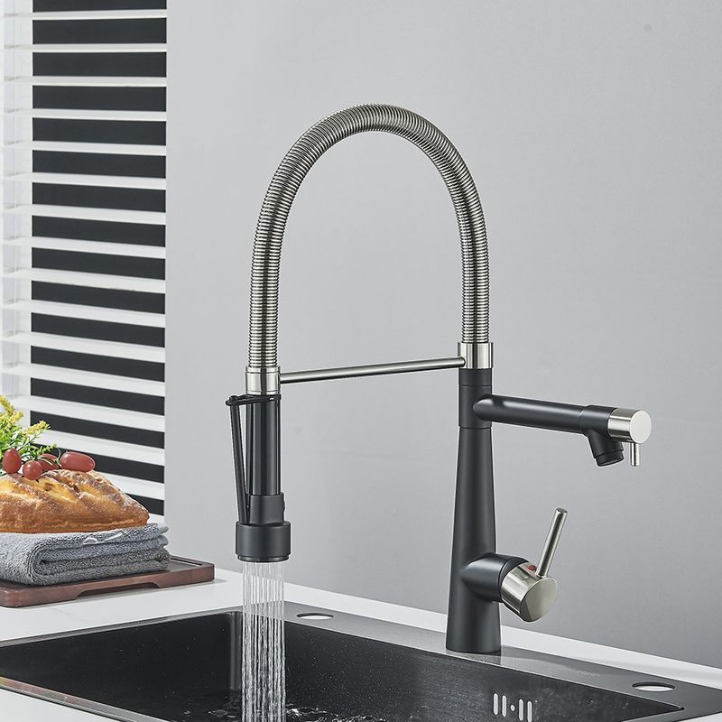 Casa si Gradina - Sanitare - Chiuveta bucatarie si accesorii - Baterii bucatarie - Baterie chiuveta bucatarie, Blackswan, Tip M353, model negru mat si nichel, cu dus mobil, dimensiune 49 cm - Infinity.ro