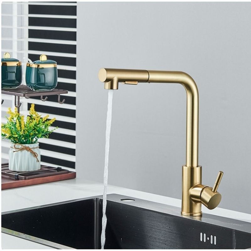 Casa si Gradina - Sanitare - Chiuveta bucatarie si accesorii - Baterii bucatarie - Baterie chiuveta bucatarie, Blackswan, Tip M349, model auriu mat cu doua moduri si dus mobil, dimensiune 35 cm - Infinity.ro