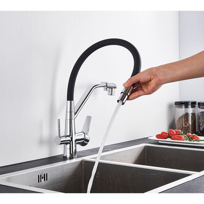 Casa si Gradina - Sanitare - Chiuveta bucatarie si accesorii - Baterii bucatarie - Baterie chiuveta bucatarie, Blackswan, Tip M51 cu iesire pentru apa purificata, model crom, dimensiune 43 cm - Infinity.ro